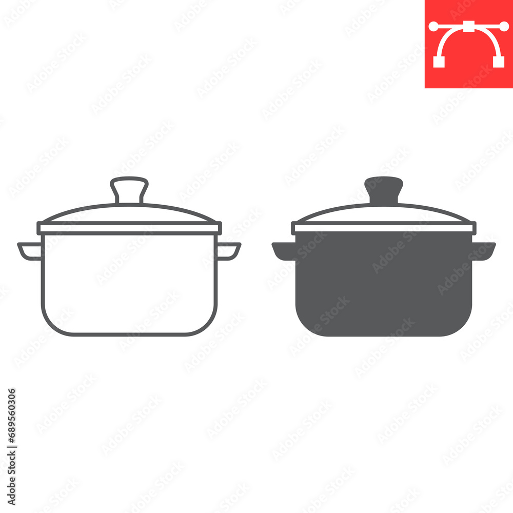 Cooking pot line and glyph icon, kitchen and kitchenware, saucepan vector icon, vector graphics, editable stroke outline sign, eps 10 Cooking pot line and glyph icon, kitchen and kitchenware, saucepan vector icon, vector graphics, editable stroke outline sign, eps 10