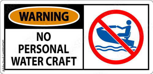 Water Safety Sign Attention, No Personal Water Craft