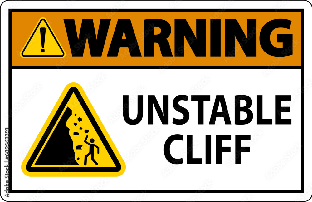 Water Safety Sign, Warning - Unstable Cliff Water Safety Sign, Warning - Unstable Cliff