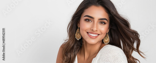 Beautiful Moroccan good woman nice fashion half body eye contact