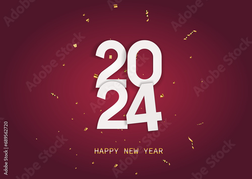 Happy New Year 2024. Beautiful web banner or flyer and number 2024
