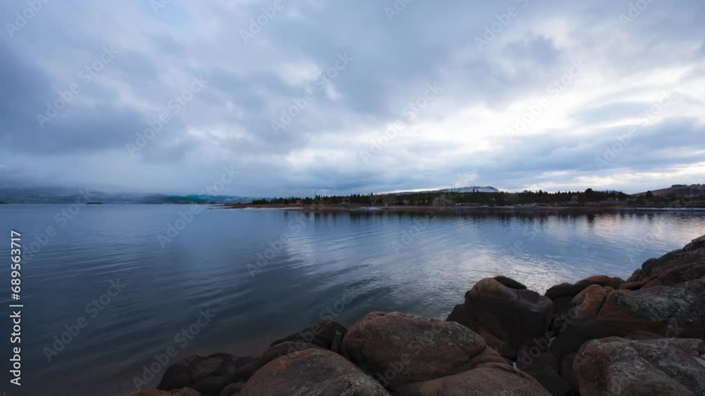 Timelapse of Shadow Mountain Lake in Grand Lake Colorado with smooth water and clouds moving Timelapse of Shadow Mountain Lake in Grand Lake Colorado with smooth water and clouds moving