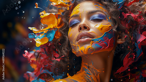 portrait of a woman with bodypainting photo