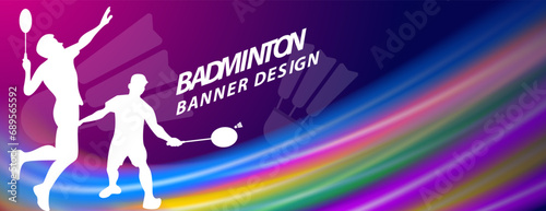 colorful badminton competition banner design. sport vector illustration