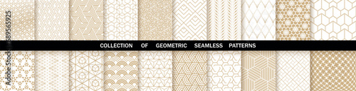 Wallpaper Mural Geometric set of seamless gold and white patterns. Simple vector graphics Torontodigital.ca