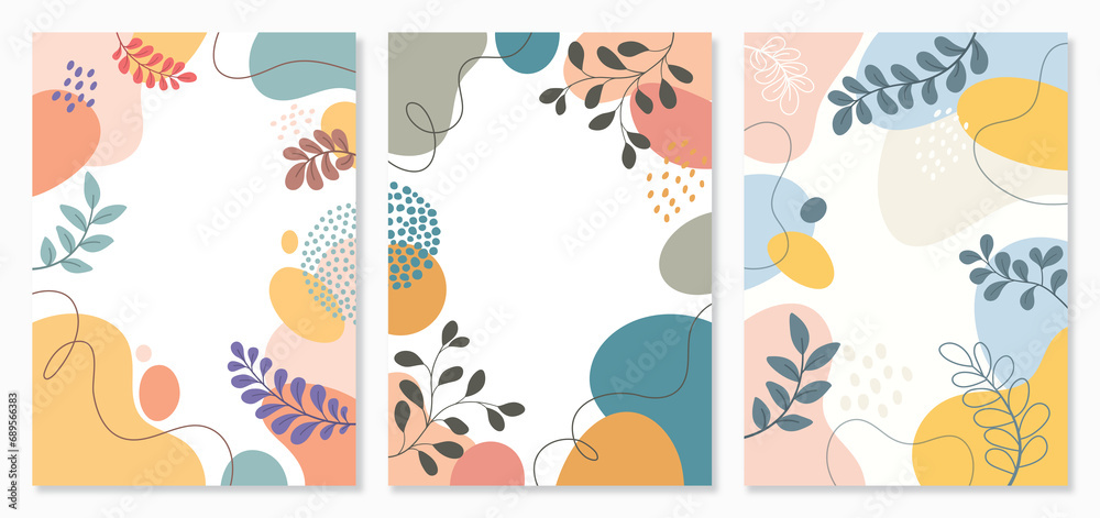 Set background with beautiful.background for design. Colorful background with tropical plants. Place for your text.