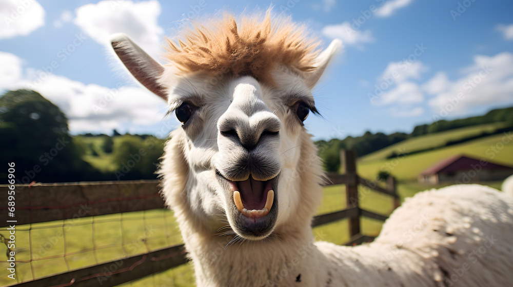 Obraz premium Alpaca in a farmyard