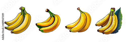 Set of Banana clipart, illustration, isolated over on white background