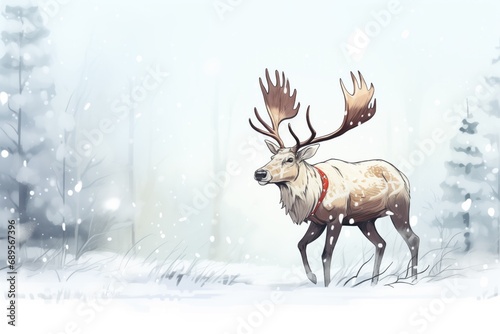 caribou blending into the white snowstorm in tundra