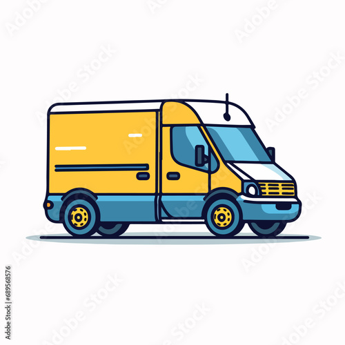 DELIVERY VAN in cartoon, doodle style. Isolated 2d vector illustration in logo, icon, sketch style, Eps 10. AI Generative