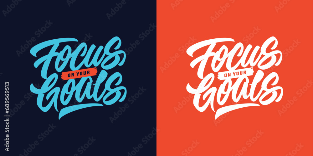 focus on your goals tipografi design for clothing and apparel - obrazy, fototapety, plakaty 