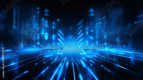 Blue abstract arrows sign digital hi technology