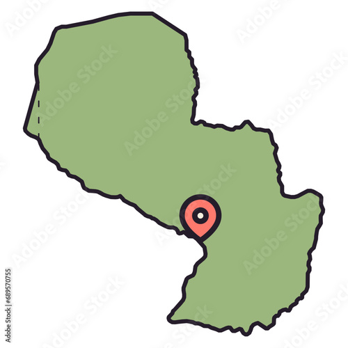 paraguay map illustration