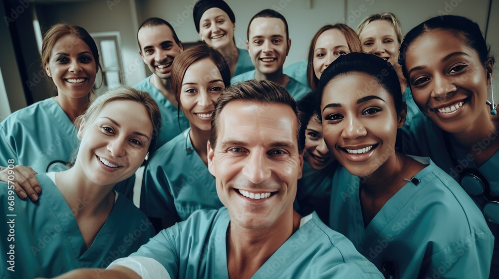 Group of doctors and nurses in the hospital Group of doctors and nurses in the hospital
