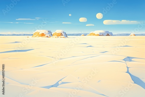 supermoon casting shadows on a smooth snowfield photo