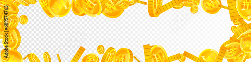 Korean won coins falling. Scattered gold WON photo