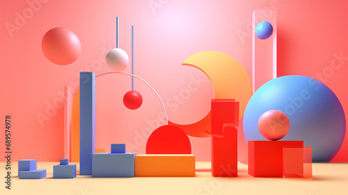 Abstract background with various geometrical