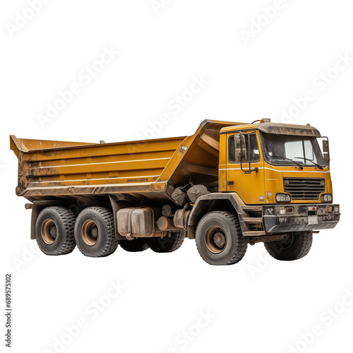 Dump truck side view, cut out - stock png.	