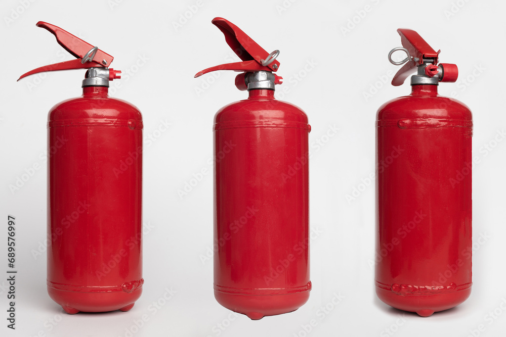 three fire extinguisher isolated on white background three fire extinguisher isolated on white background