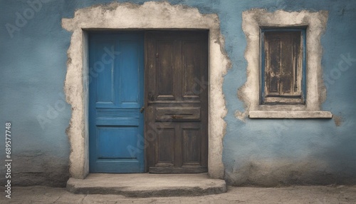 blue old closed door house entrance © Crimz0n