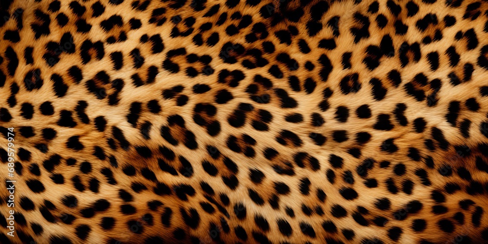 Background of faux leopard print fur texture - obrazy, fototapety, plakaty 