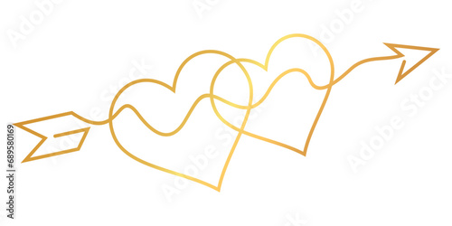 Heart with a golden line continues. Valentine's day vector elements eps10