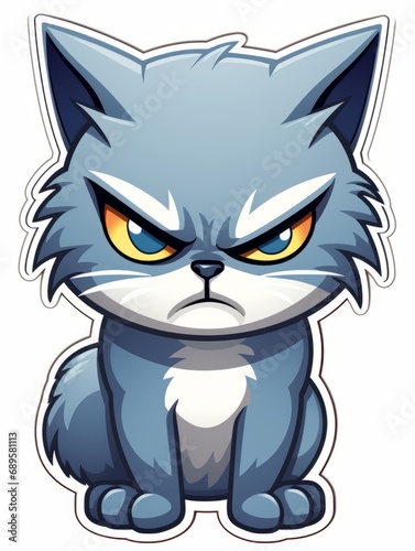Evil Kitten sticker in cartoon style isolated isolated  AI