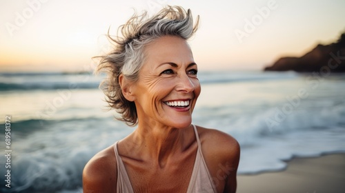 Portrait of a middle-aged woman at the beach