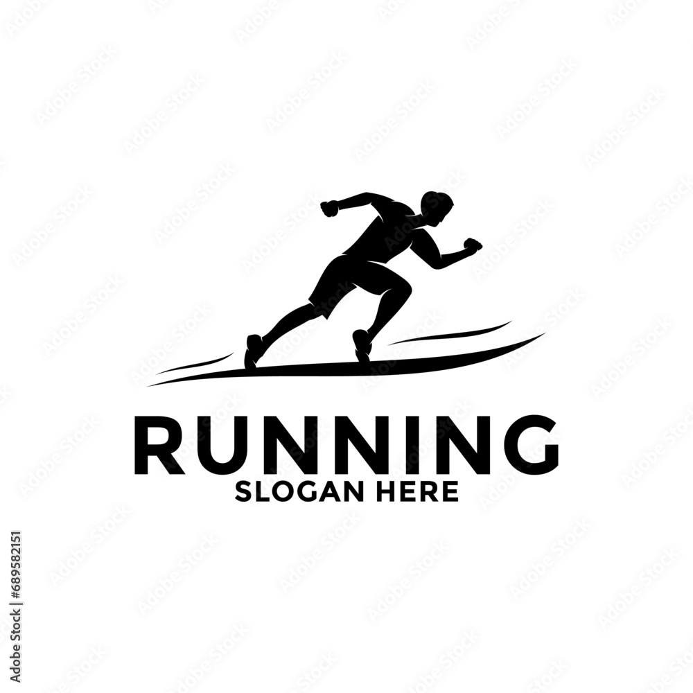 Running and marathon logo design template, Run Club Logo, Abstract People Running logo vector