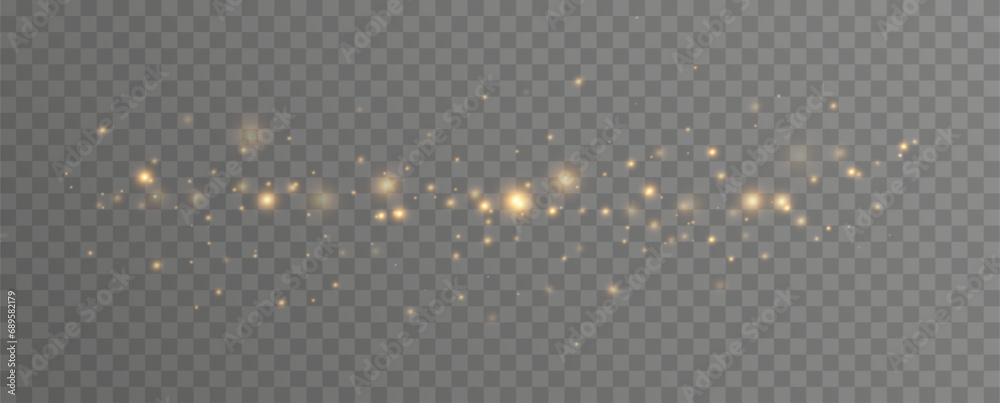 Golden sequins glow with many lights. Glittering dust. Luxurious background of golden particles.