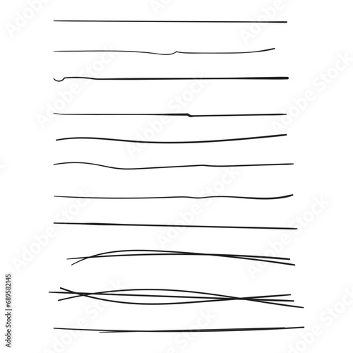 Set of hand drawn line brushes.Hand drawn lines and dividers.Doodle line borders.	
