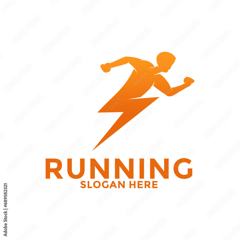 Running and marathon logo design template, Run Club Logo, Abstract People Running logo vector