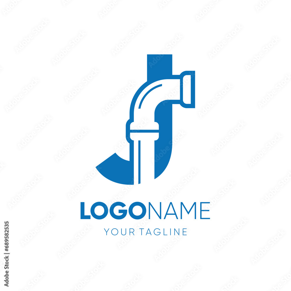 Letter J Pipe Plumbing Industrial Logo Design Vector Icon Graphic Emblem Illustration