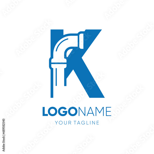 Letter K Pipe Plumbing Industrial Logo Design Vector Icon Graphic Emblem Illustration