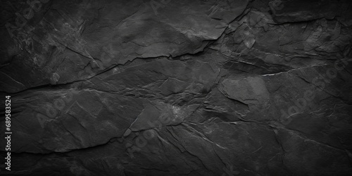 Black or dark gray rough grainy stone texture background, Generative AI photo