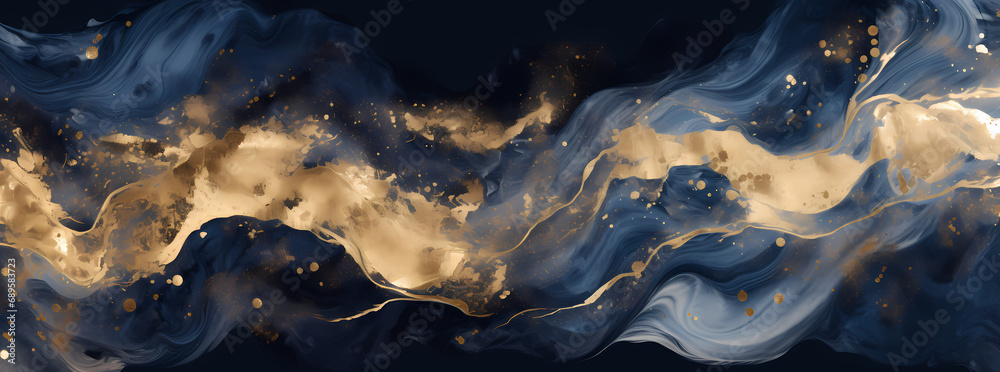 a black and gold abstract design with a swirl pattern, in the style of dreamy watercolor scenes, dark azure, poured, smokey background, kintsugi, abstraction-création, abstract landscape a black and gold abstract design with a swirl pattern, in the style of dreamy watercolor scenes, dark azure, poured, smokey background, kintsugi, abstraction-création, abstract landscape