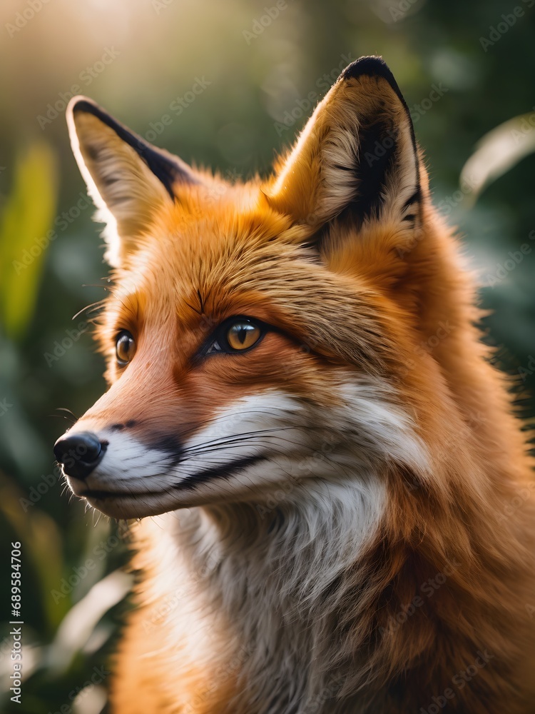 Obraz premium red fox portrait in fantasy jungle , beautiful box photography in the wild ,HD clear photo
