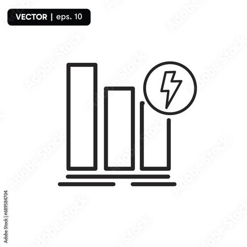 electricity statistics icon down. vector eps 10