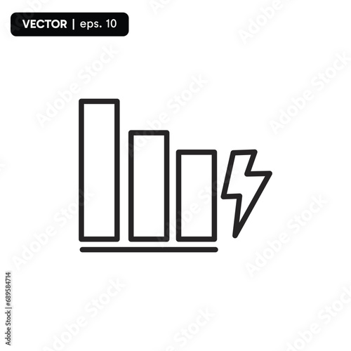 electricity statistics icon down. vector eps 10