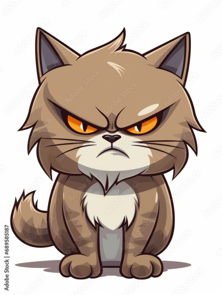 Evil Kitten sticker in cartoon style isolated isolated, AI Evil Kitten sticker in cartoon style isolated isolated, AI