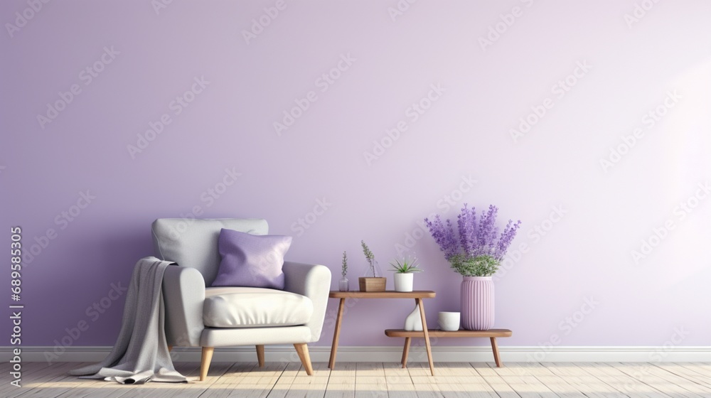 the simplicity of a solid color backdrop, using a soft lavender hue to convey a sense of tranquility and gentle warmth - obrazy, fototapety, plakaty 