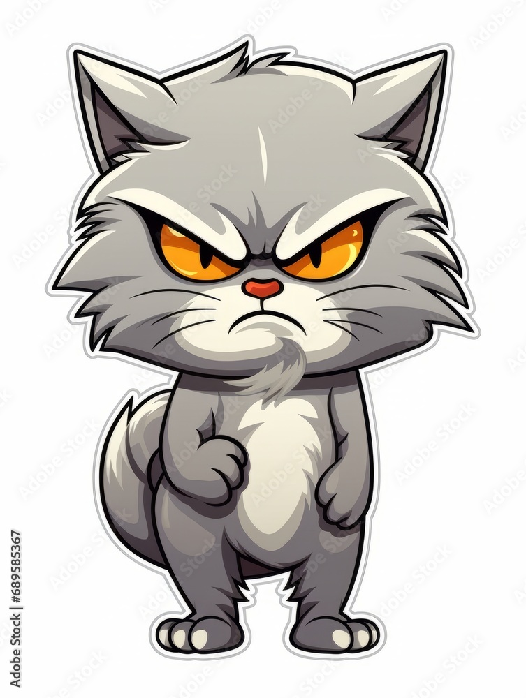 Evil Kitten sticker in cartoon style isolated isolated, AI Evil Kitten sticker in cartoon style isolated isolated, AI