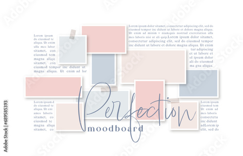 Vector photo collage template moodboard pictures grids vector illustration