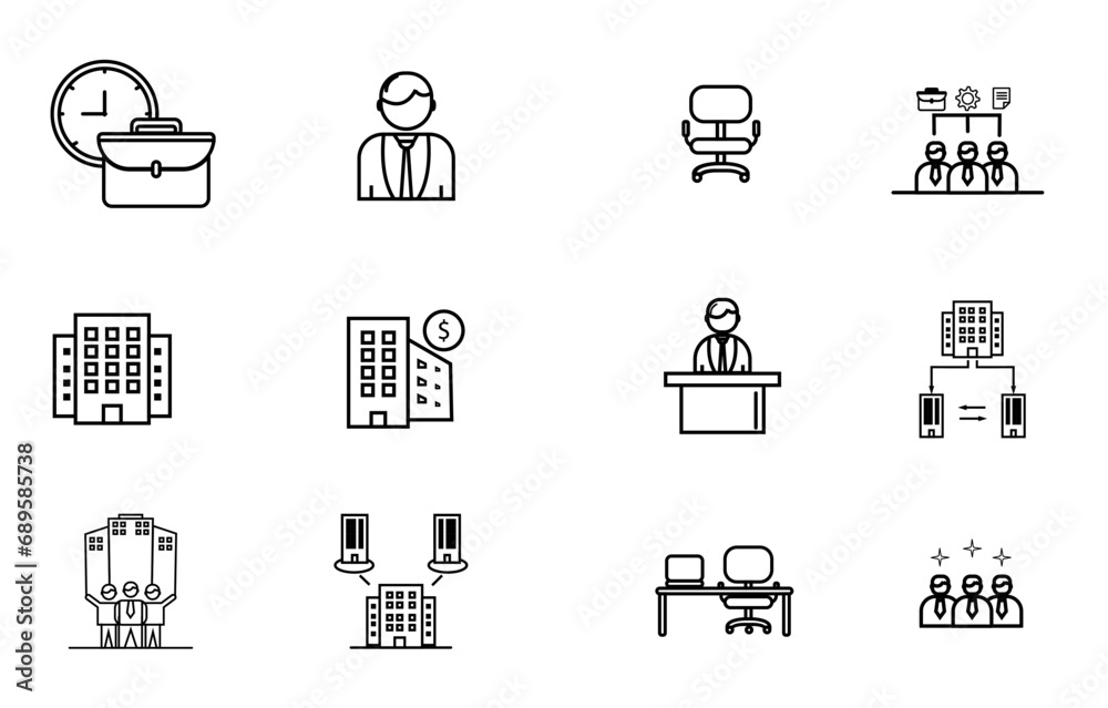 Simple Set of Office Related Vector Line Icons. Contains such Icons as ...