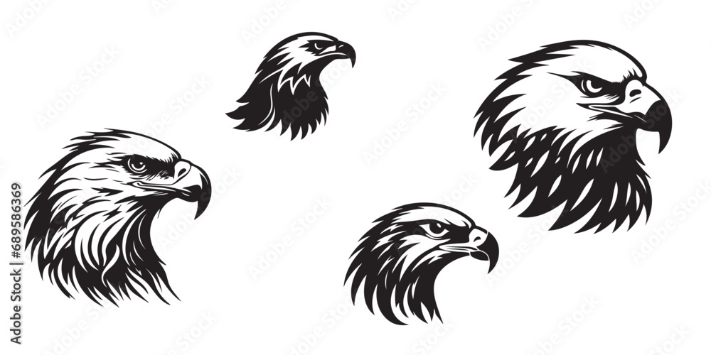 Fototapeta premium Eagle headshot tattoo silhouette