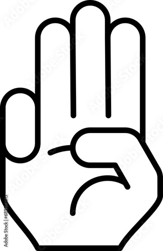 Three finger salute hand gesture icon