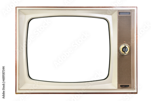 Bild auf Leinwand Old 1970s TV with white screen isolated on white background