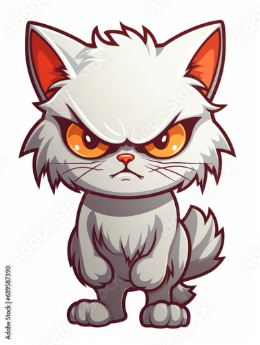 Evil Kitten sticker in cartoon style isolated isolated, AI © Vitalii But