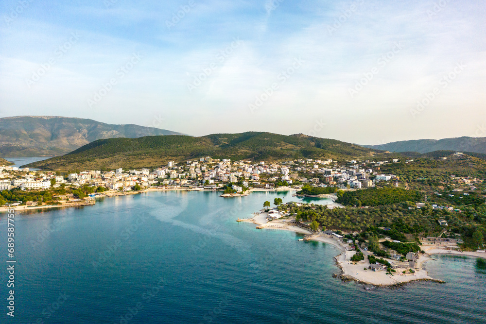 Aerial View of the Bay of Ksamil in the Albanian Riviera