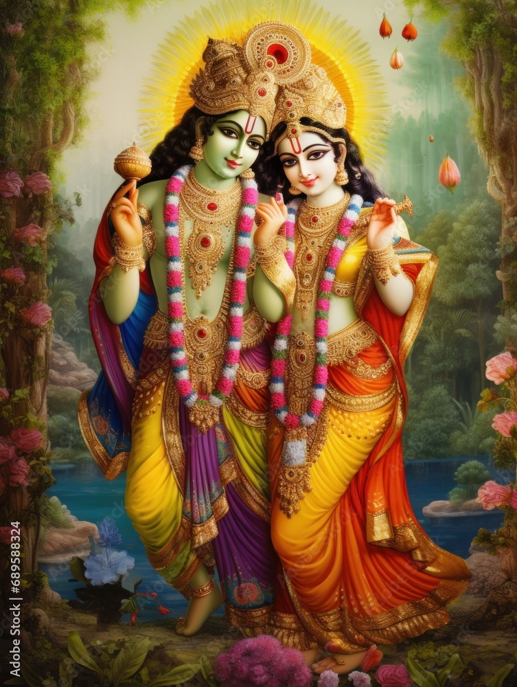 Hindu God Krishna & Radha, Generative AI